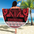 Aotearoa Iwi Ngati Kahungunu Beach Blanket Maori Wharenui House Tribal Pattern