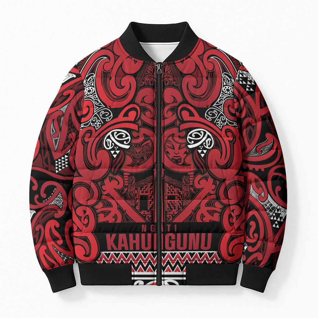 Aotearoa Iwi Ngati Kahungunu Bomber Puffer Jacket Maori Wharenui House Tribal Pattern