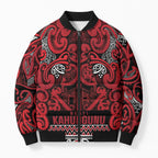 Aotearoa Iwi Ngati Kahungunu Bomber Puffer Jacket Maori Wharenui House Tribal Pattern