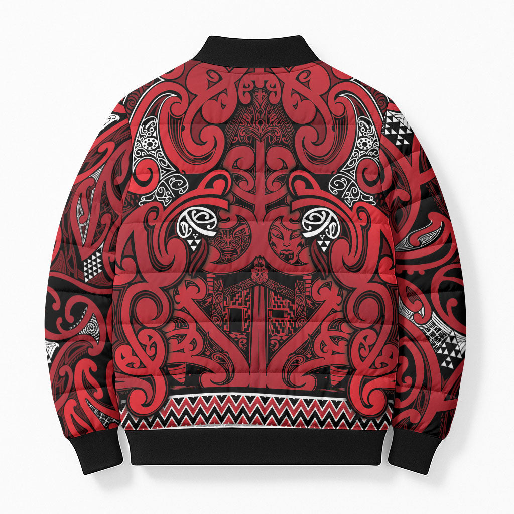Aotearoa Iwi Ngati Kahungunu Bomber Puffer Jacket Maori Wharenui House Tribal Pattern
