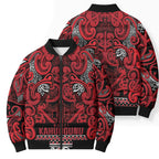 Aotearoa Iwi Ngati Kahungunu Bomber Puffer Jacket Maori Wharenui House Tribal Pattern