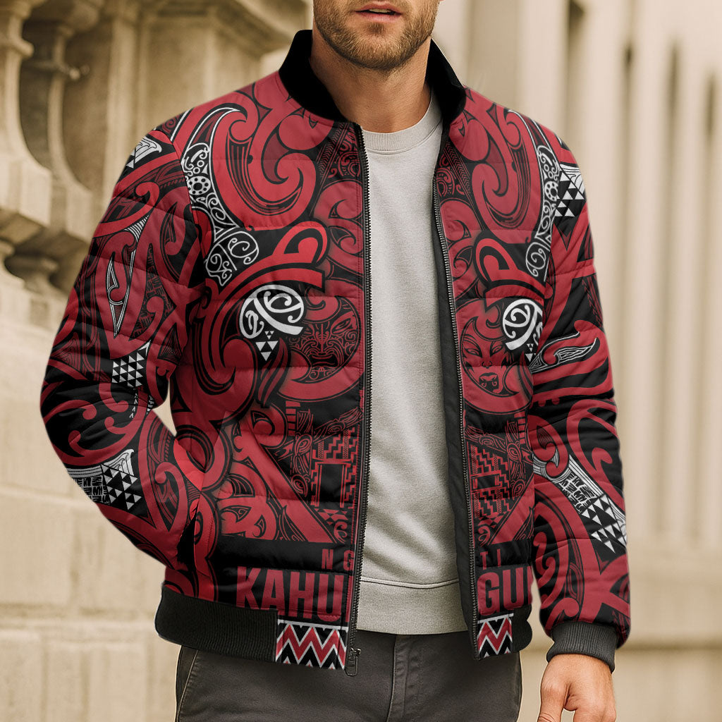 Aotearoa Iwi Ngati Kahungunu Bomber Puffer Jacket Maori Wharenui House Tribal Pattern