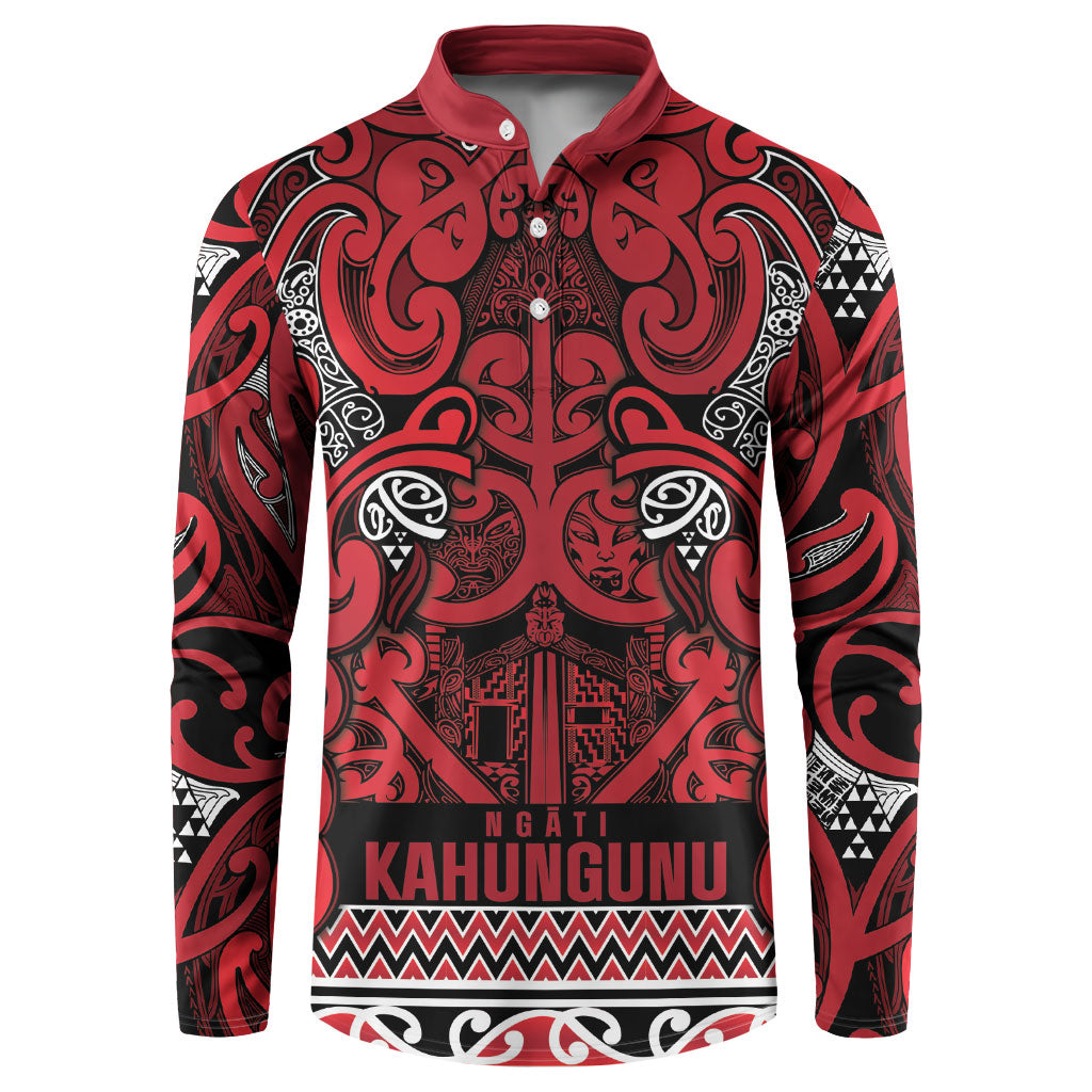 Aotearoa Iwi Ngati Kahungunu Button Sweatshirt Maori Wharenui House Tribal Pattern
