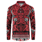 Aotearoa Iwi Ngati Kahungunu Button Sweatshirt Maori Wharenui House Tribal Pattern