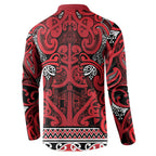 Aotearoa Iwi Ngati Kahungunu Button Sweatshirt Maori Wharenui House Tribal Pattern