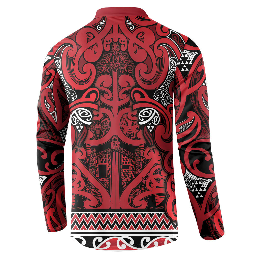 Aotearoa Iwi Ngati Kahungunu Button Sweatshirt Maori Wharenui House Tribal Pattern