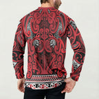 Aotearoa Iwi Ngati Kahungunu Button Sweatshirt Maori Wharenui House Tribal Pattern