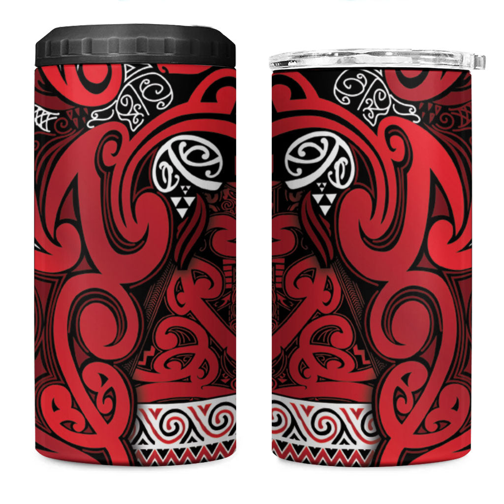 Aotearoa Iwi Ngati Kahungunu 4 in 1 Can Cooler Tumbler Maori Wharenui House Tribal Pattern