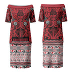Aotearoa Iwi Ngati Kahungunu Couples Matching Puletasi and Long Sleeve Button Shirt Maori Wharenui House Tribal Pattern