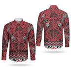 Aotearoa Iwi Ngati Kahungunu Couples Matching Short Sleeve Bodycon Dress and Long Sleeve Button Shirt Maori Wharenui House Tribal Pattern