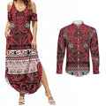 Aotearoa Iwi Ngati Kahungunu Couples Matching Summer Maxi Dress and Long Sleeve Button Shirt Maori Wharenui House Tribal Pattern