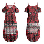 Aotearoa Iwi Ngati Kahungunu Couples Matching Summer Maxi Dress and Long Sleeve Button Shirt Maori Wharenui House Tribal Pattern