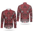 Aotearoa Iwi Ngati Kahungunu Couples Matching Tank Maxi Dress and Long Sleeve Button Shirt Maori Wharenui House Tribal Pattern