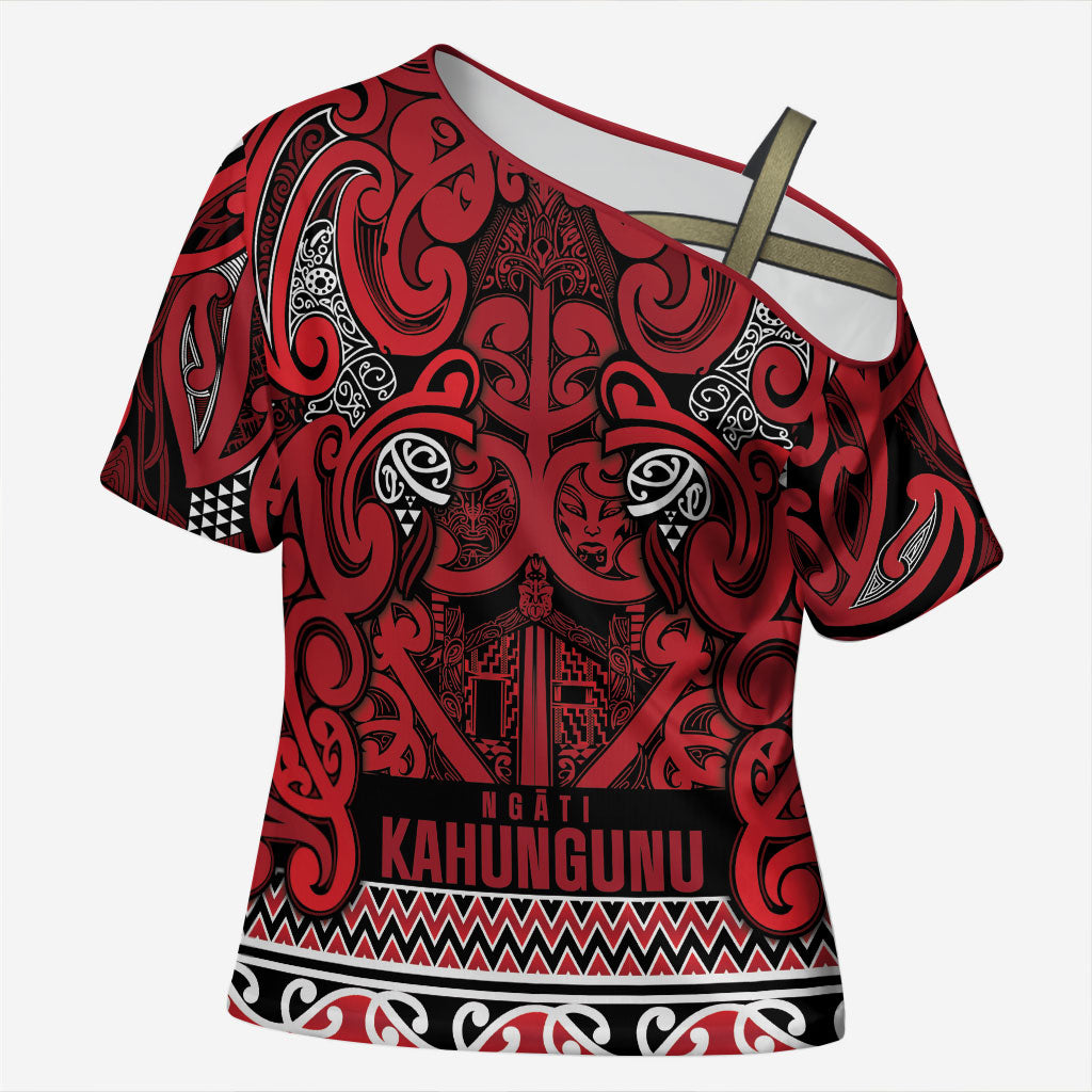 Aotearoa Iwi Ngati Kahungunu Cross Shoulder Shirt Maori Wharenui House Tribal Pattern