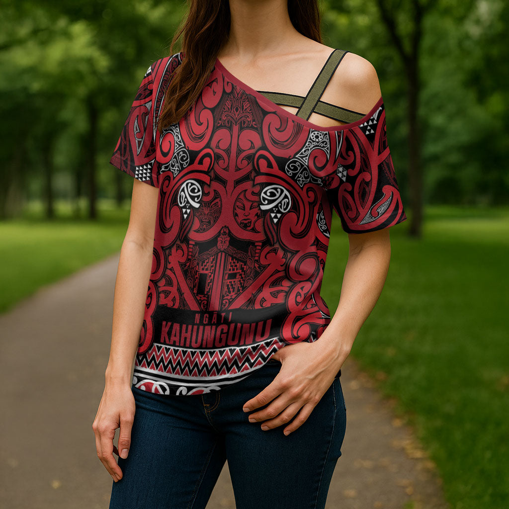 Aotearoa Iwi Ngati Kahungunu Cross Shoulder Shirt Maori Wharenui House Tribal Pattern