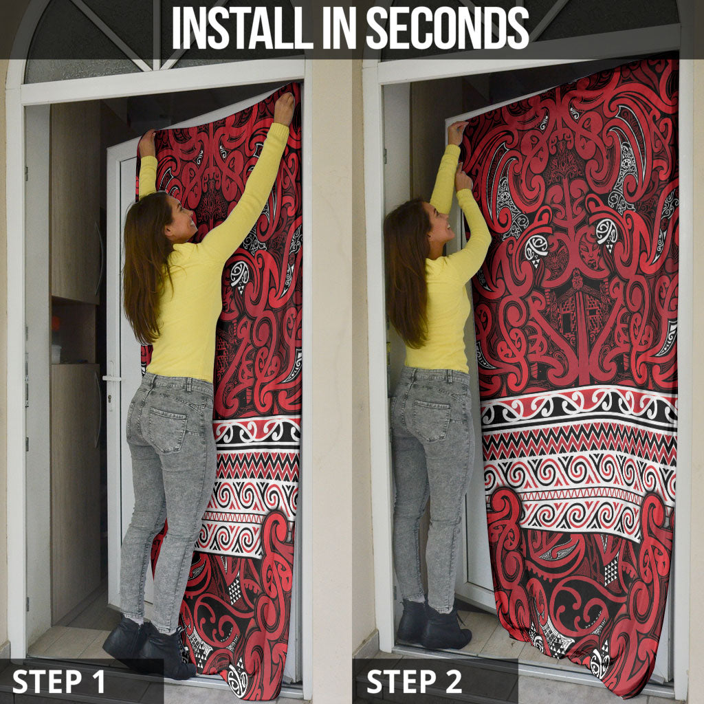 Aotearoa Iwi Ngati Kahungunu Door Cover Maori Wharenui House Tribal Pattern
