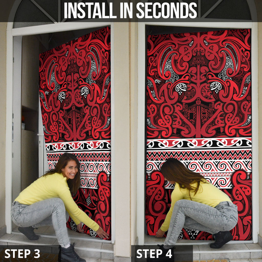 Aotearoa Iwi Ngati Kahungunu Door Cover Maori Wharenui House Tribal Pattern