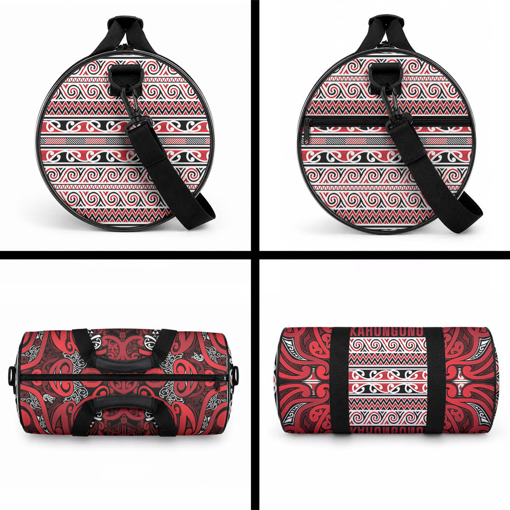 Aotearoa Iwi Ngati Kahungunu Duffle Bag Maori Wharenui House Tribal Pattern