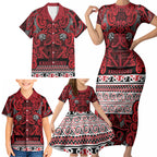 Aotearoa Iwi Ngati Kahungunu Family Matching Short Sleeve Bodycon Dress and Hawaiian Shirt Maori Wharenui House Tribal Pattern