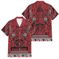 Aotearoa Iwi Ngati Kahungunu Family Matching Short Sleeve Bodycon Dress and Hawaiian Shirt Maori Wharenui House Tribal Pattern