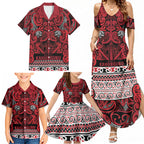 Aotearoa Iwi Ngati Kahungunu Family Matching Summer Maxi Dress and Hawaiian Shirt Maori Wharenui House Tribal Pattern