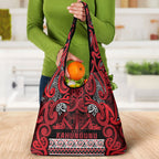 Aotearoa Iwi Ngati Kahungunu Grocery Bag Maori Wharenui House Tribal Pattern