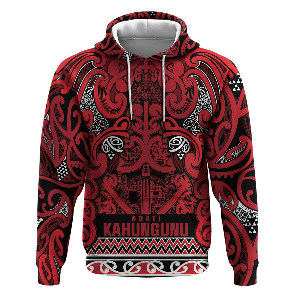 Aotearoa Iwi Ngati Kahungunu Hoodie Maori Wharenui House Tribal Pattern