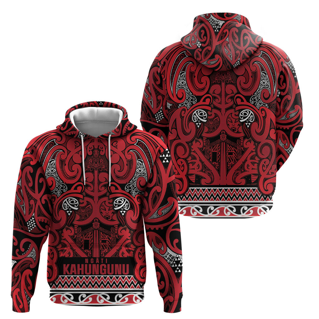 Aotearoa Iwi Ngati Kahungunu Hoodie Maori Wharenui House Tribal Pattern