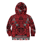 Aotearoa Iwi Ngati Kahungunu Kid Hoodie Maori Wharenui House Tribal Pattern