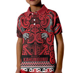 Aotearoa Iwi Ngati Kahungunu Kid Polo Shirt Maori Wharenui House Tribal Pattern
