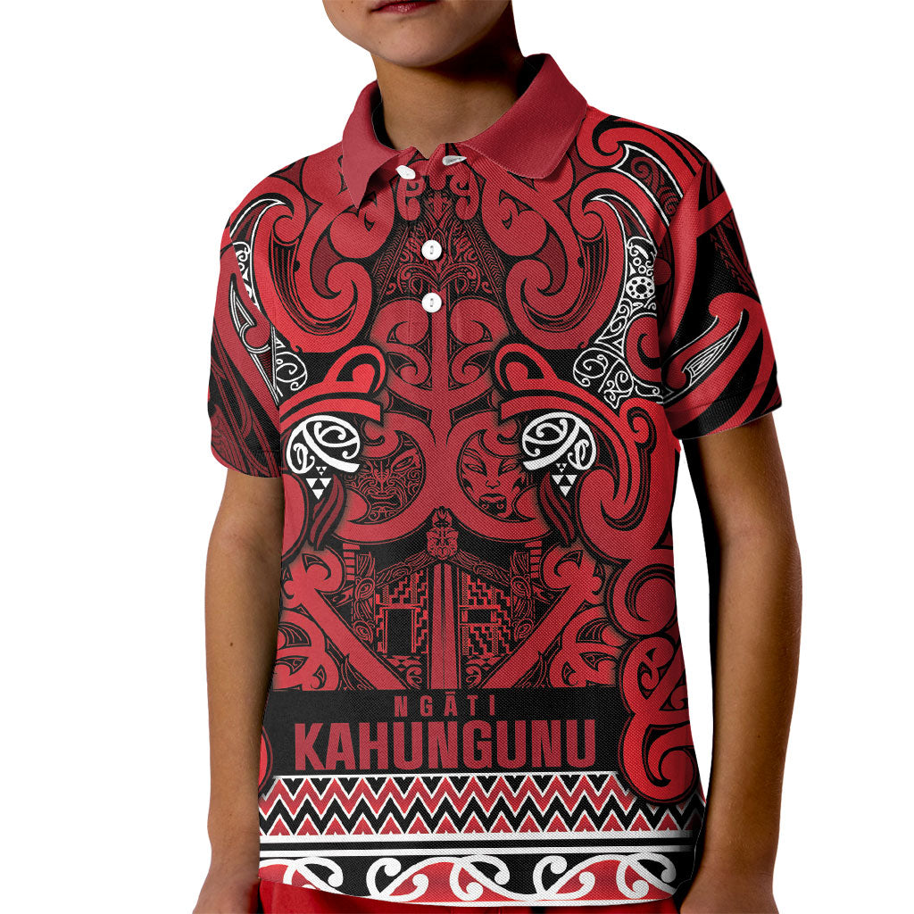 Aotearoa Iwi Ngati Kahungunu Kid Polo Shirt Maori Wharenui House Tribal Pattern