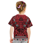 Aotearoa Iwi Ngati Kahungunu Kid T Shirt Maori Wharenui House Tribal Pattern