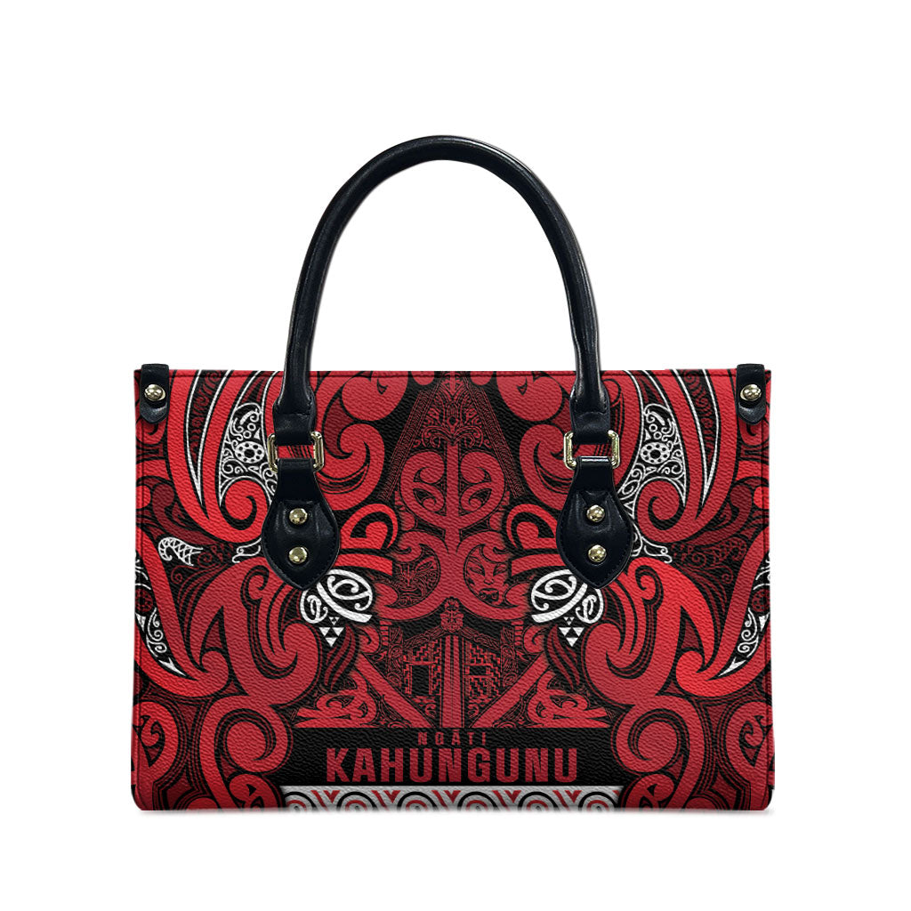 Aotearoa Iwi Ngati Kahungunu Leather Bag Maori Wharenui House Tribal Pattern