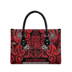 Aotearoa Iwi Ngati Kahungunu Leather Bag Maori Wharenui House Tribal Pattern