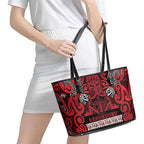 Aotearoa Iwi Ngati Kahungunu Leather Tote Bag Maori Wharenui House Tribal Pattern