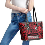Aotearoa Iwi Ngati Kahungunu Leather Tote Bag Maori Wharenui House Tribal Pattern