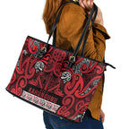 Aotearoa Iwi Ngati Kahungunu Leather Tote Bag Maori Wharenui House Tribal Pattern