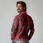 Aotearoa Iwi Ngati Kahungunu Long Sleeve Polo Shirt Maori Wharenui House Tribal Pattern