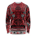 Aotearoa Iwi Ngati Kahungunu Long Sleeve Shirt Maori Wharenui House Tribal Pattern