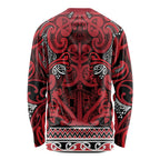 Aotearoa Iwi Ngati Kahungunu Long Sleeve Shirt Maori Wharenui House Tribal Pattern
