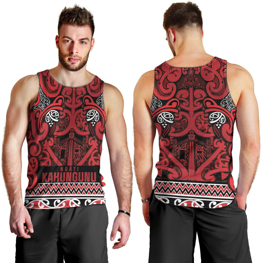 Aotearoa Iwi Ngati Kahungunu Men Tank Top Maori Wharenui House Tribal Pattern