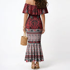 Aotearoa Iwi Ngati Kahungunu Mermaid Dress Maori Wharenui House Tribal Pattern