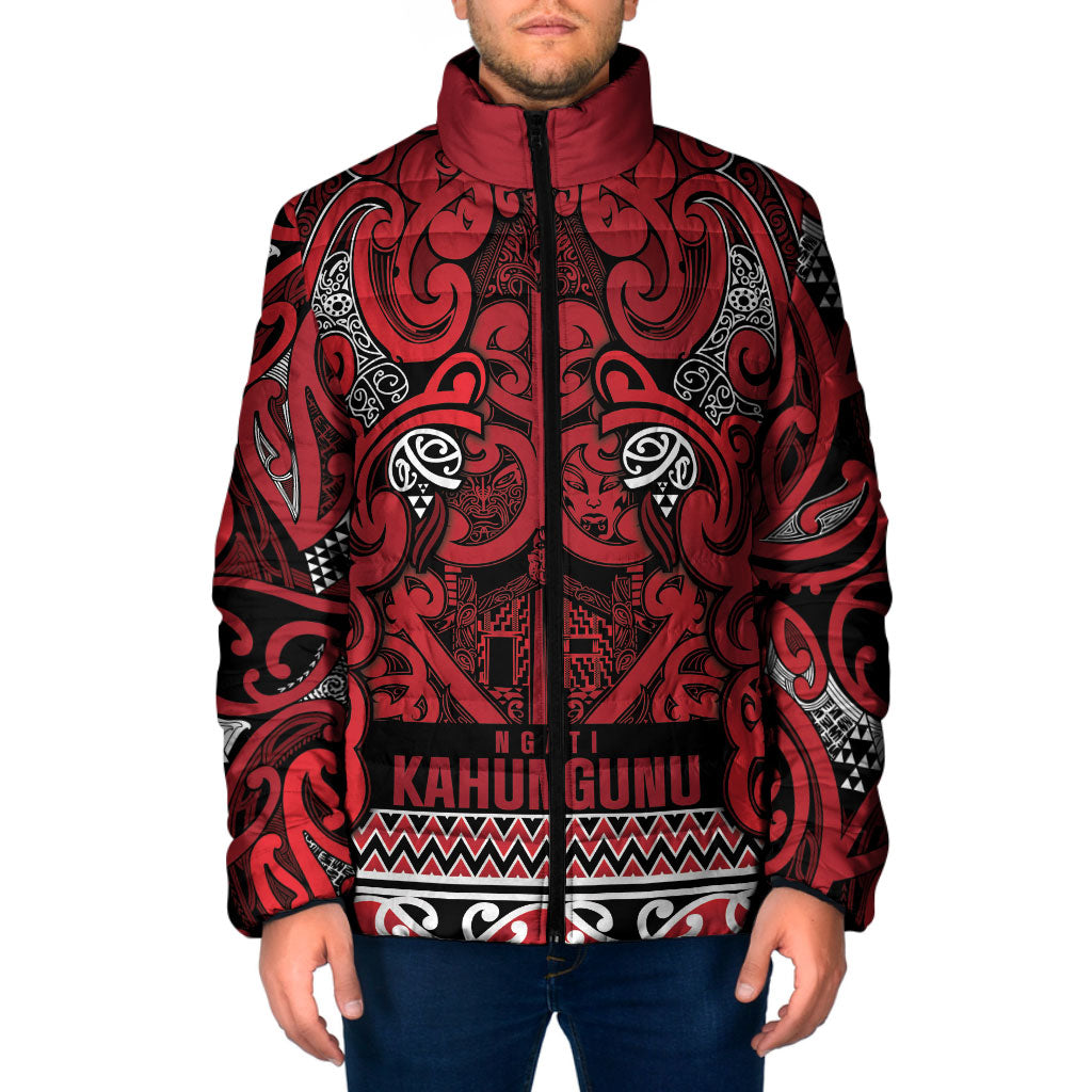 Aotearoa Iwi Ngati Kahungunu Padded Jacket Maori Wharenui House Tribal Pattern