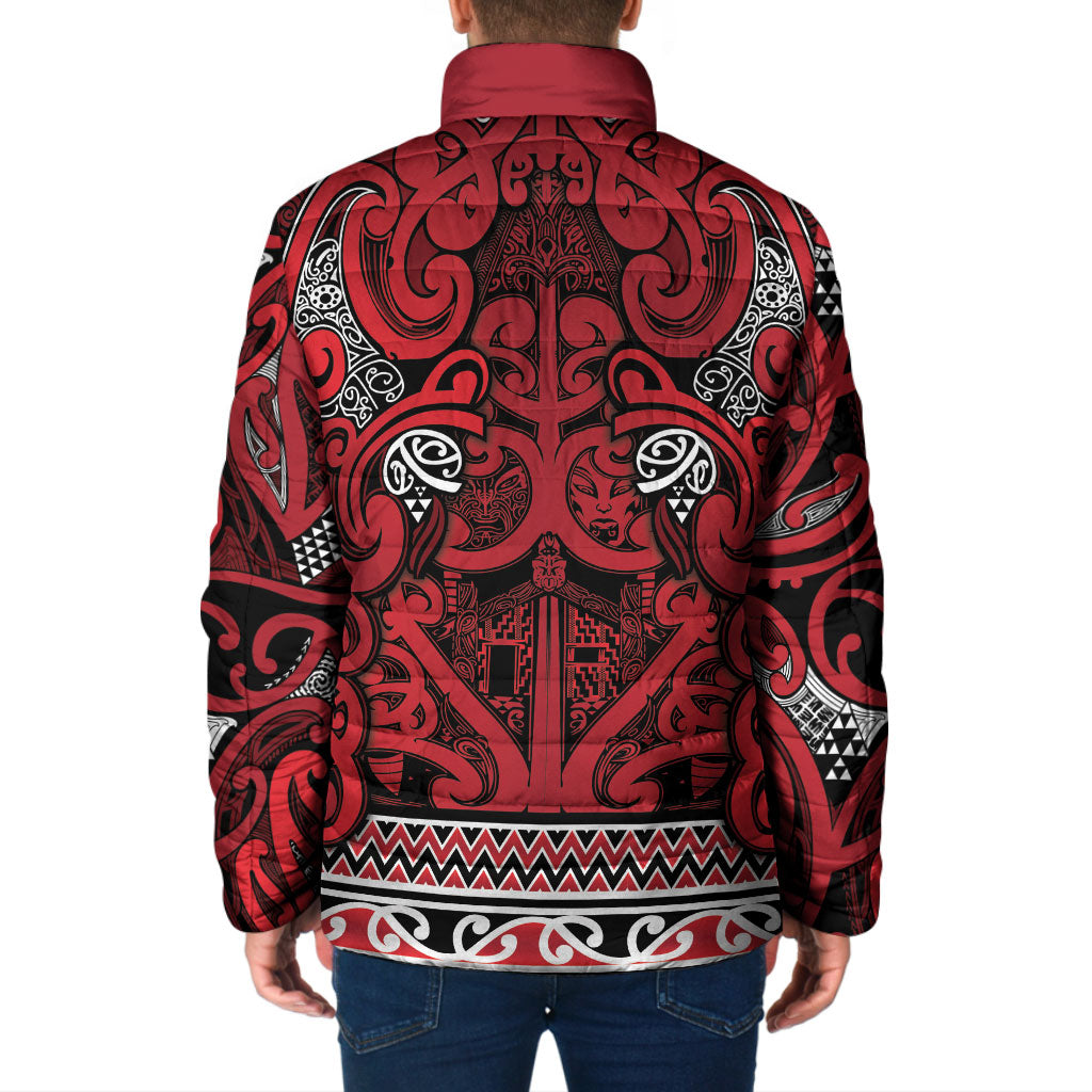 Aotearoa Iwi Ngati Kahungunu Padded Jacket Maori Wharenui House Tribal Pattern