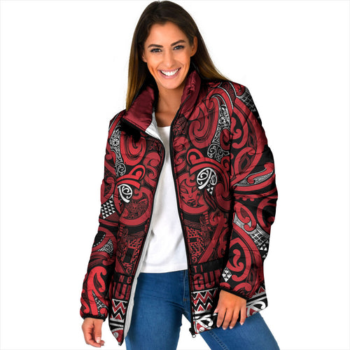 Aotearoa Iwi Ngati Kahungunu Padded Jacket Maori Wharenui House Tribal Pattern