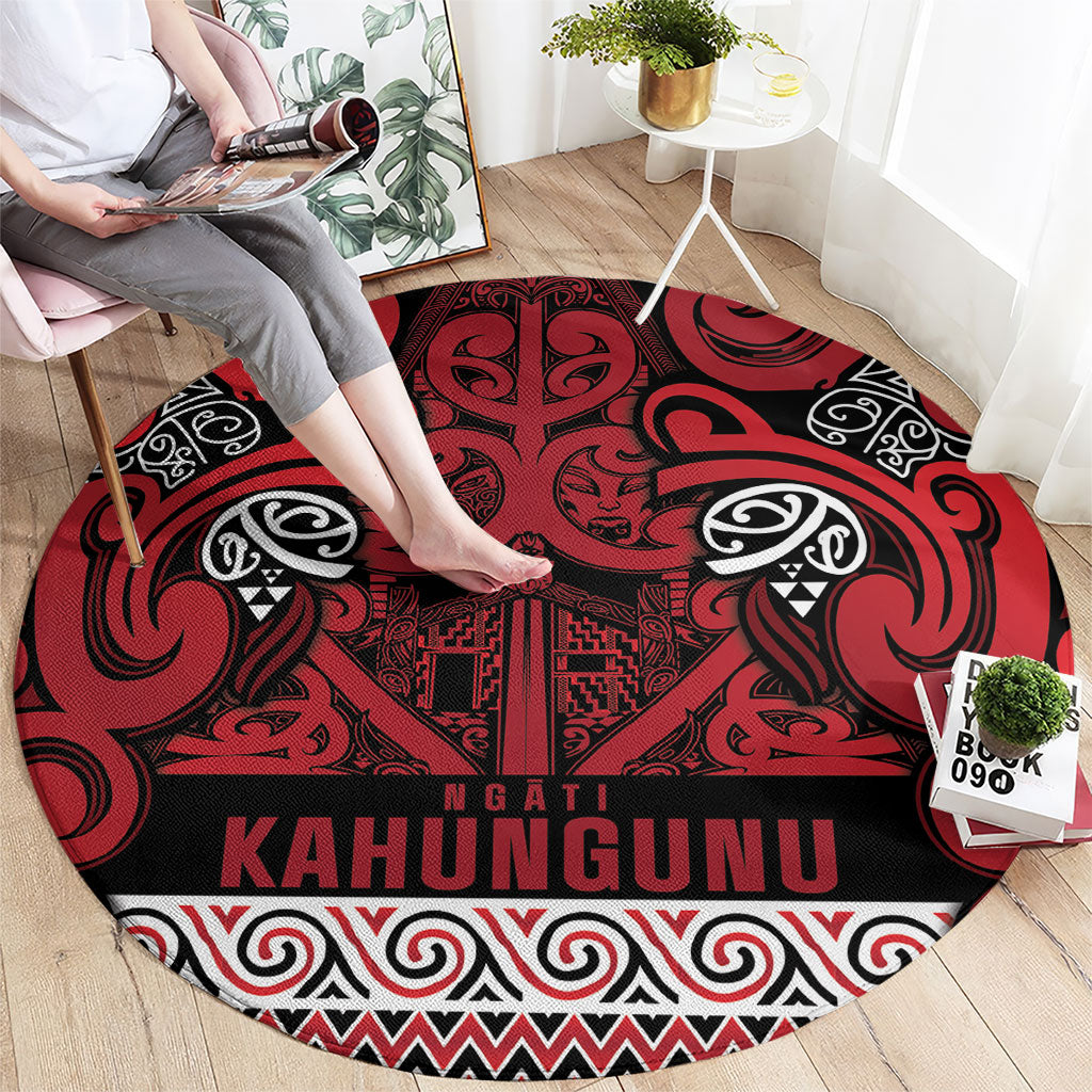 Aotearoa Iwi Ngati Kahungunu Round Carpet Maori Wharenui House Tribal Pattern