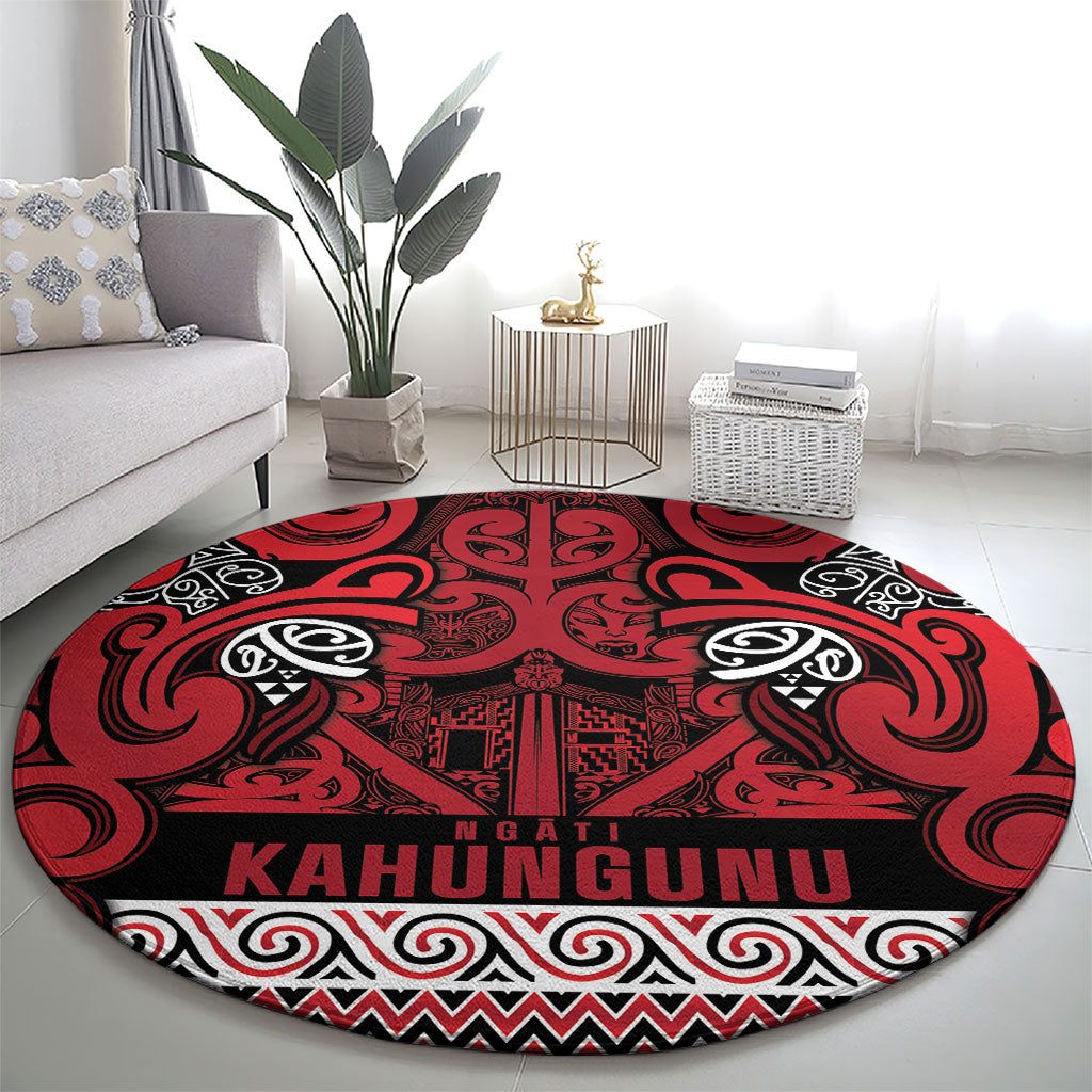 Aotearoa Iwi Ngati Kahungunu Round Carpet Maori Wharenui House Tribal Pattern