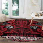 Aotearoa Iwi Ngati Kahungunu Round Carpet Maori Wharenui House Tribal Pattern