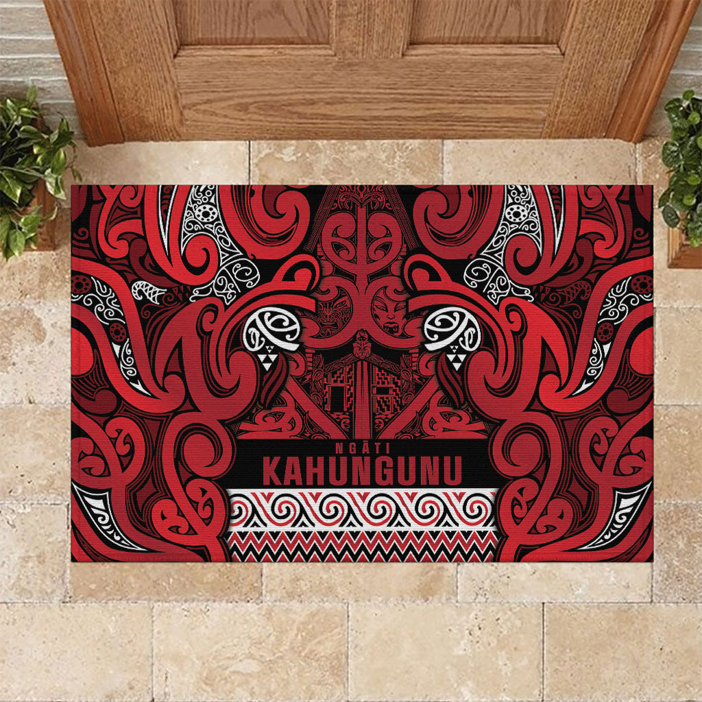 Aotearoa Iwi Ngati Kahungunu Rubber Doormat Maori Wharenui House Tribal Pattern