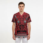 Aotearoa Iwi Ngati Kahungunu Scrub Top Maori Wharenui House Tribal Pattern